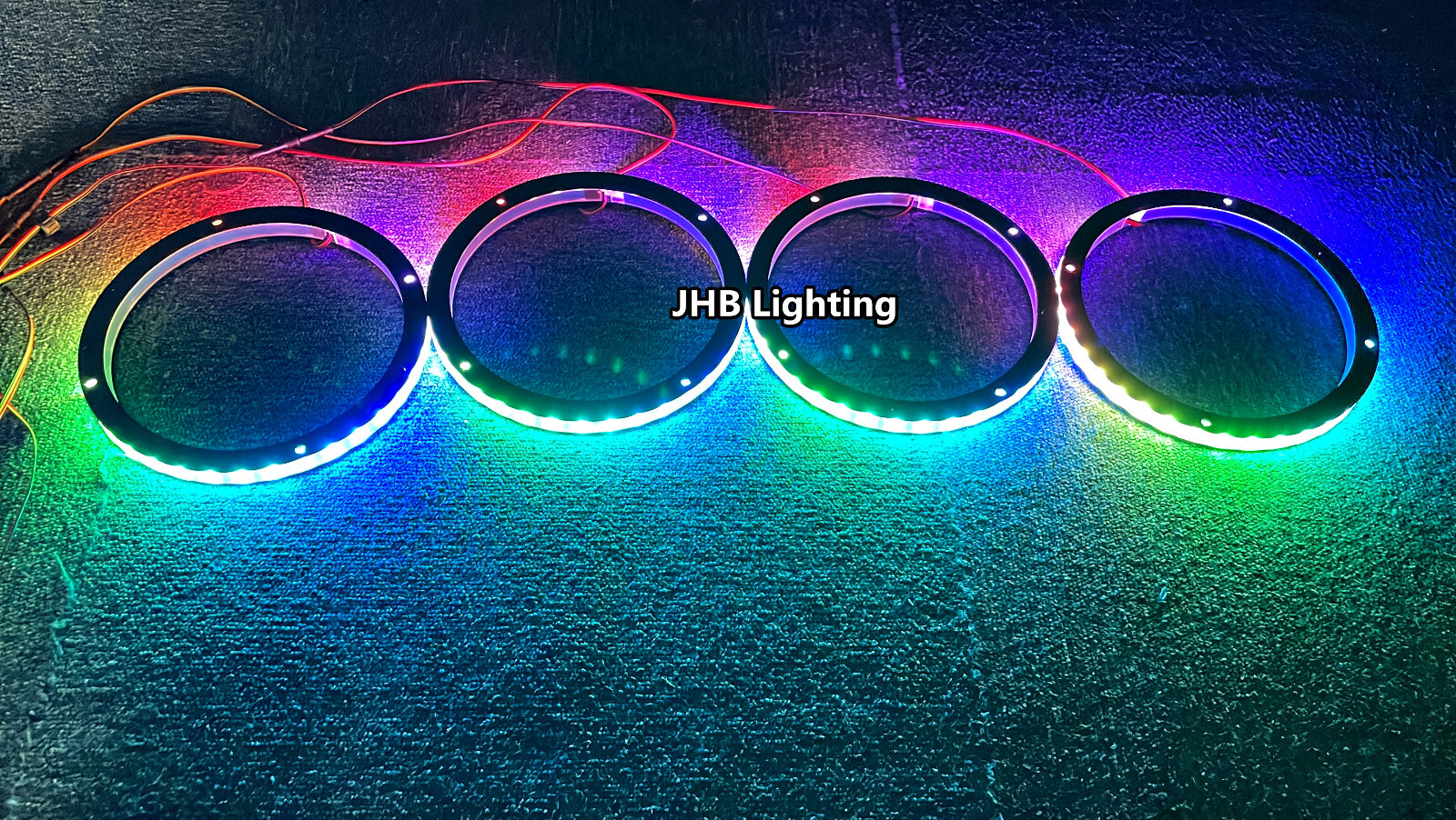 JHB 4PCS 8″ Chasing Flow LED Ring Lights Remote APP Kit for Audio Speaker Subs