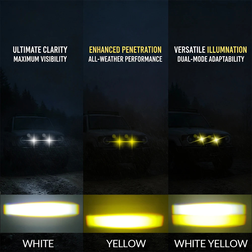 Pair White/Yellow Dual Color 120W Mini LED Projector Lens Driving Fog Lights
