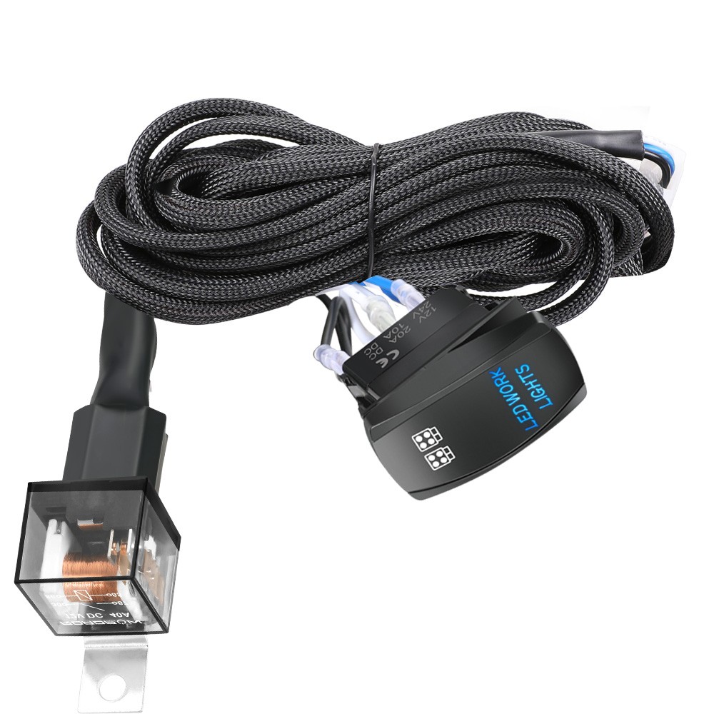 20″ LED Light Bar 4-Row Combo 6500k Off Road + Rocker Switch Wiring Harness Kit