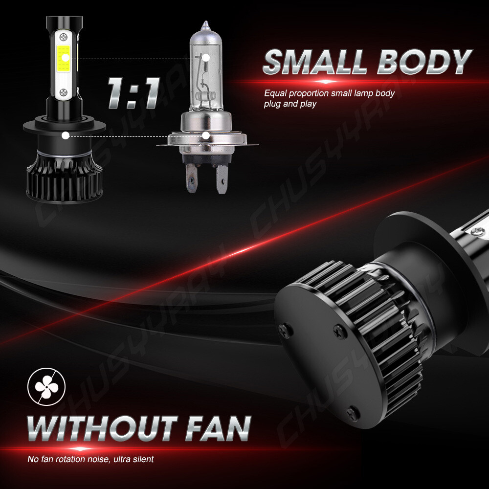 For 2007-2012 GMC Acadia Combo 6000K 4x H7 H11 LED Headlight High/Low Beam Bulbs