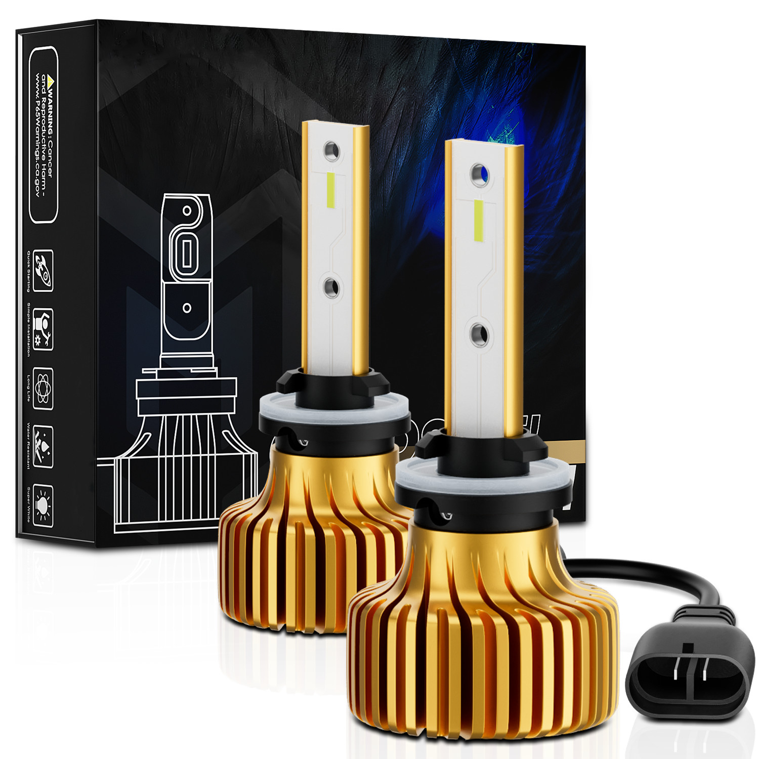 Pair H27W/2 881 6500K LED Headlight Bulb High/Low Beam Fog Lighting DRL 12V/24V