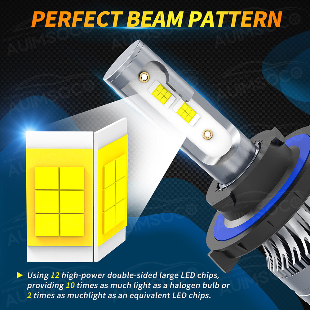 Pair 100W 720000LM 9008 H13 LED Headlight High Low Beam KIT 6500K Xenon White