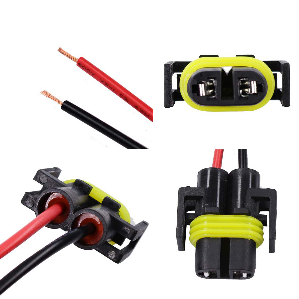 H11 Wire Pigtail Female S Two Harness Light Head Low Beam Socket Connector Plug
