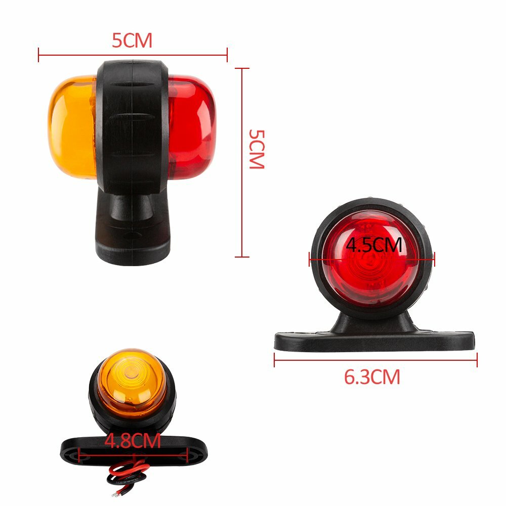 2x 2LED Red Amber Side Marker Lights Outline Lamp Car Truck Trailer Van 12V/24V