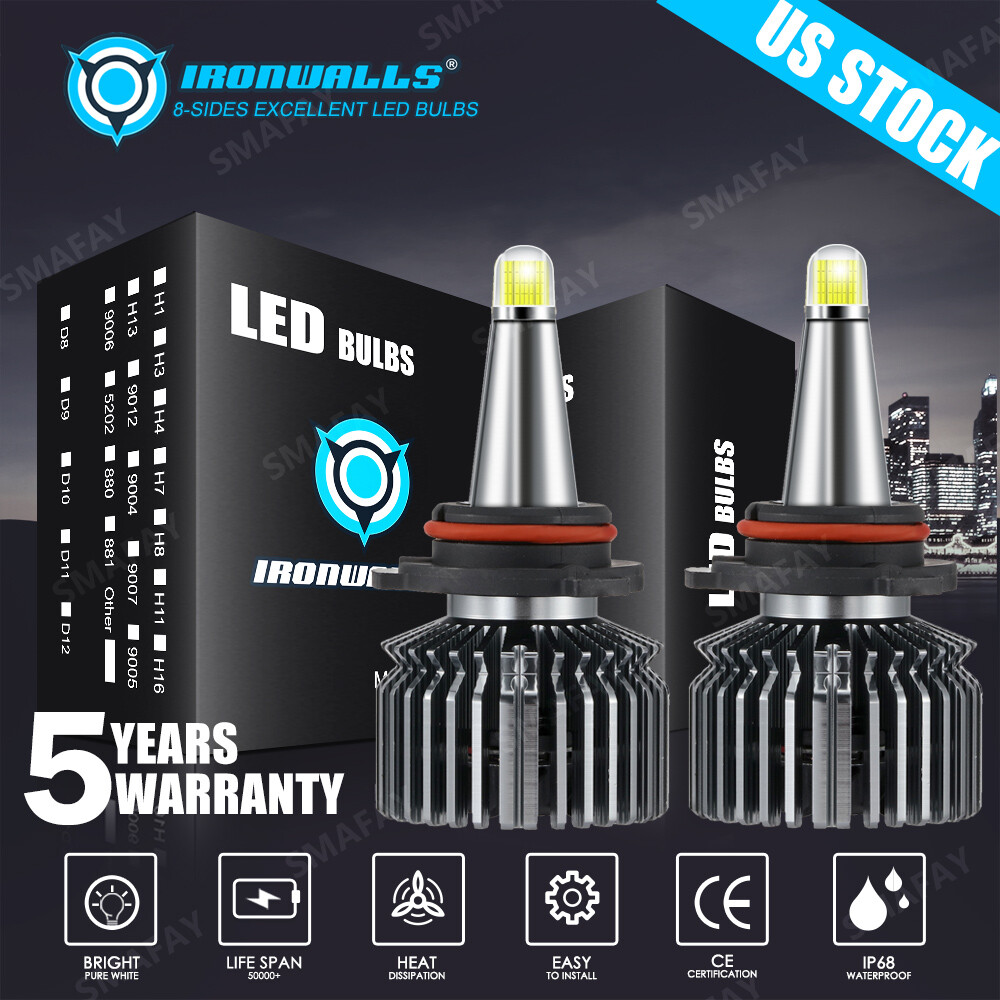 2/4/6/8 Sides HB4 9006 LED Headlight Bulbs Low Beam Super Bright 6000K White 2x
