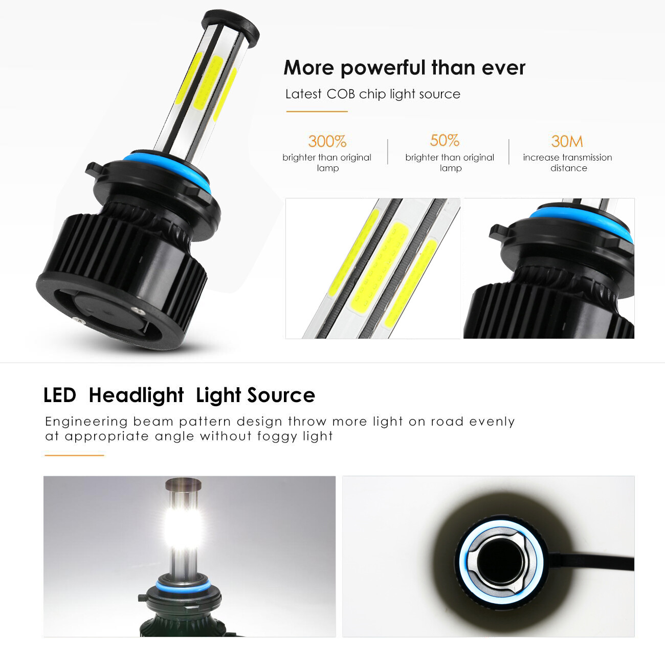 6-sides LED Headlight Bulbs Combo Kit 9005 H11 High Low Beam Bright White 6500K