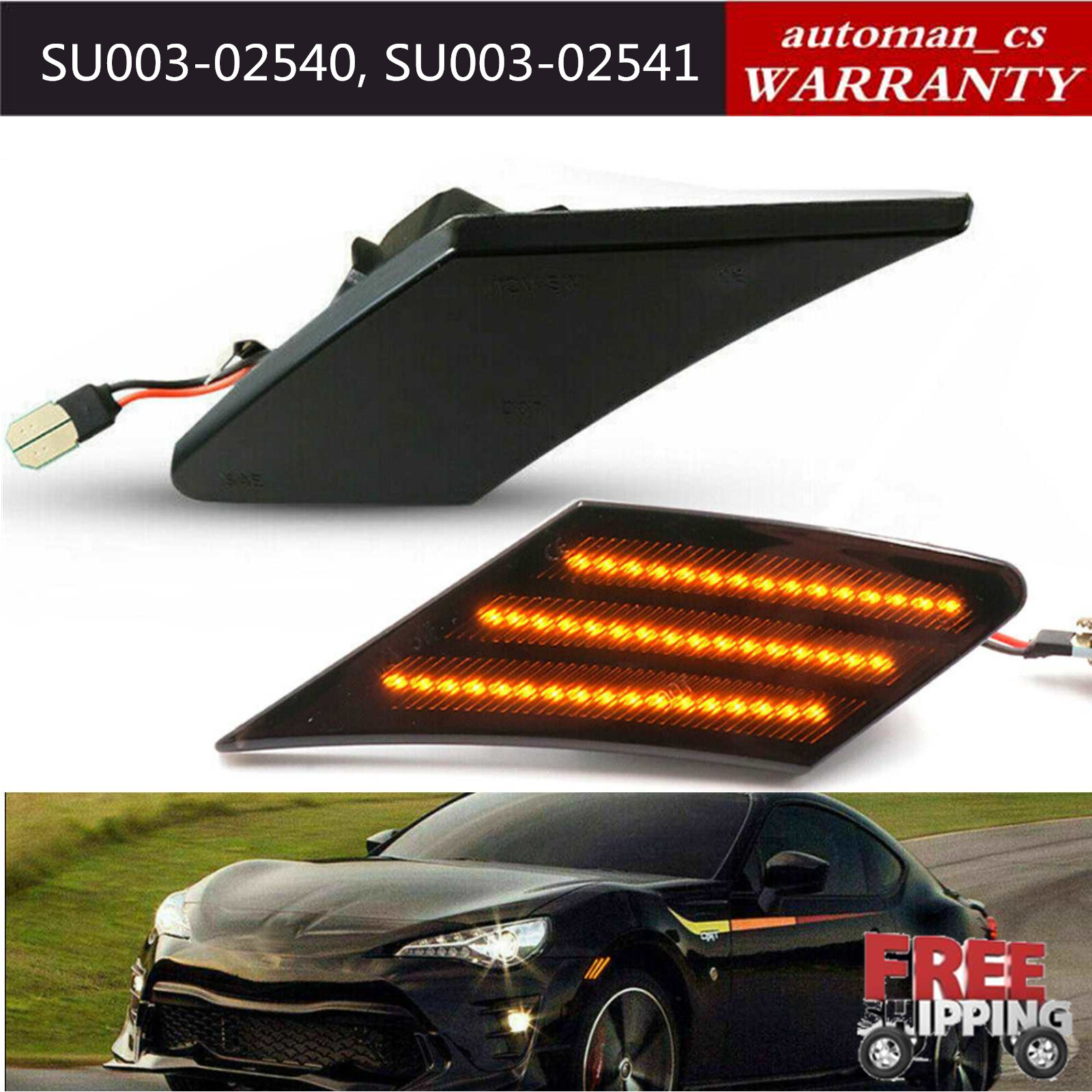 2x Smoked LED Side Marker Turn Signal Lights For Subaru BRZ Scion FRS 86 Toyota