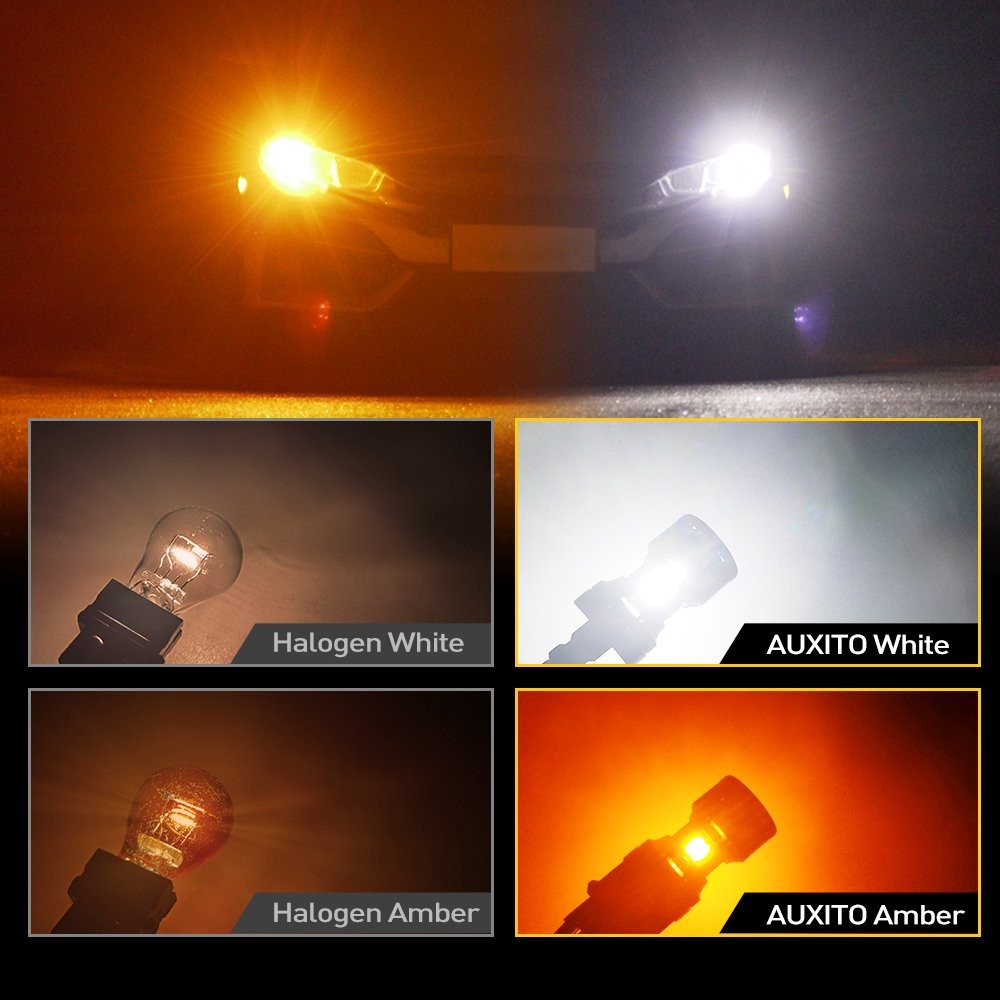 3157 LED DRL White / Amber Switchback Turn Signal Parking Light Bulb 6000K 3000K