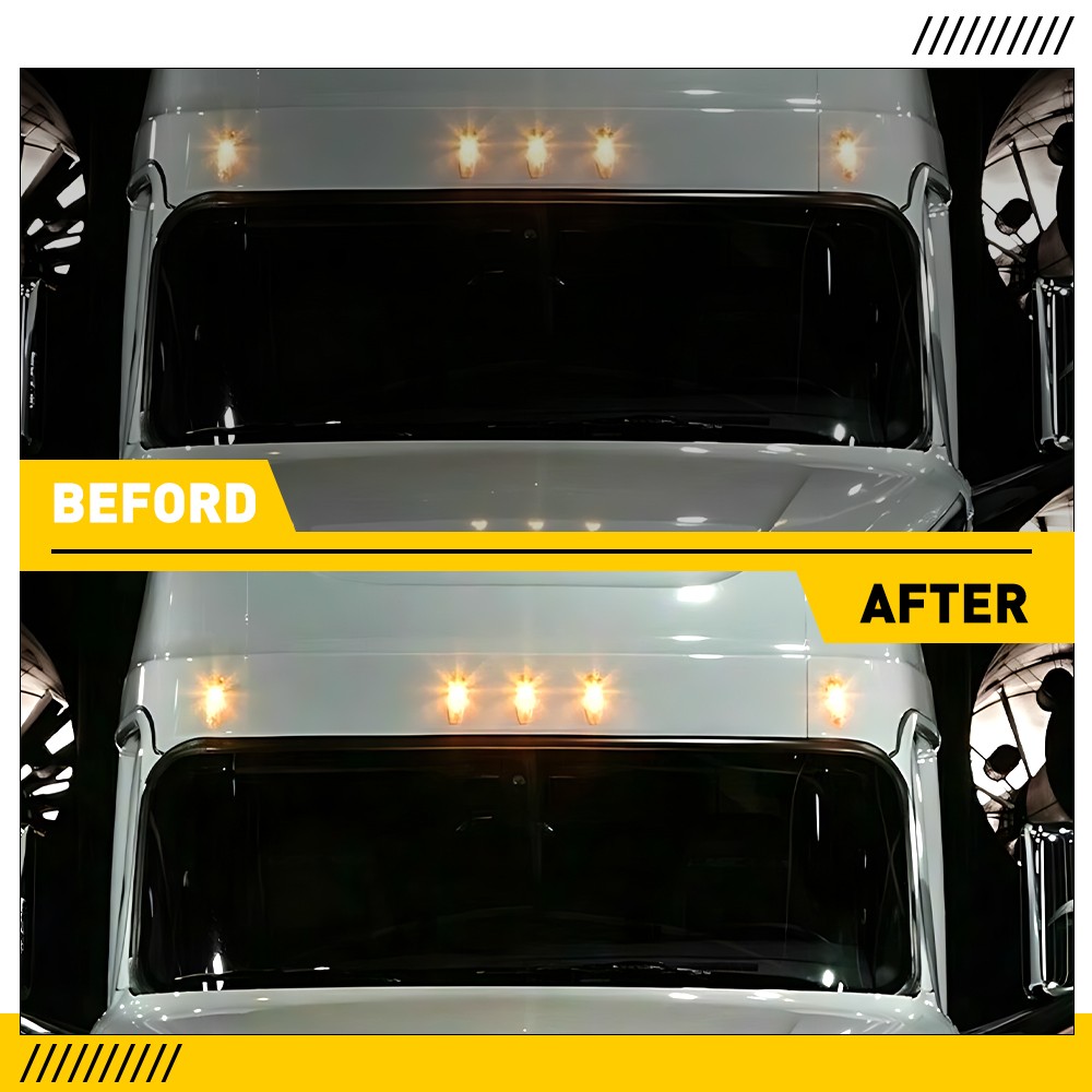 For Freightliner Cascadia All Years Clear Amber LED Raised Roof Marker Lamps 5Pc