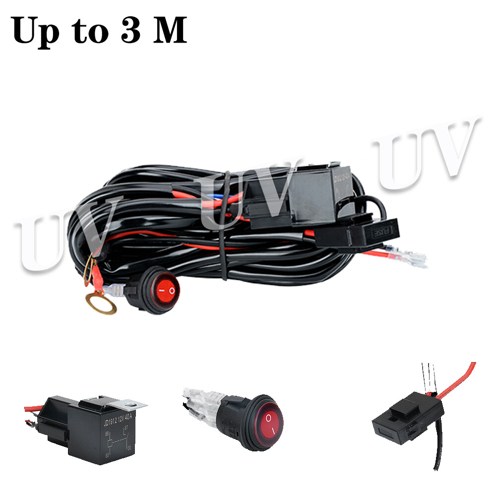 Wiring Harness Kit LED Light Bar 12V 40Amp Relay Fuse ON-Off Switch 2 Lead