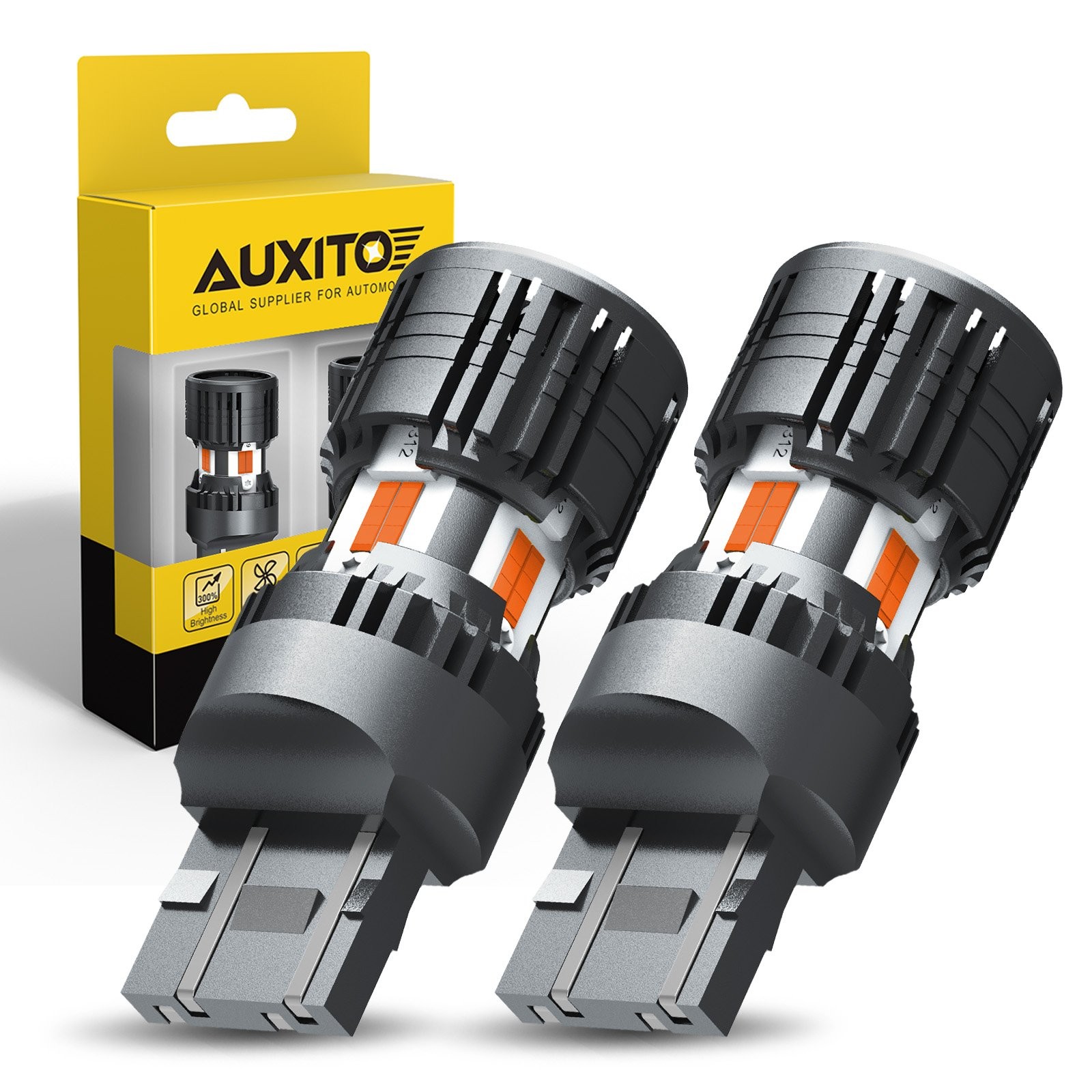 4PCS 7443 Amber LED Turn Signal Light Blinker Bulb Error Free Built-in Resistor
