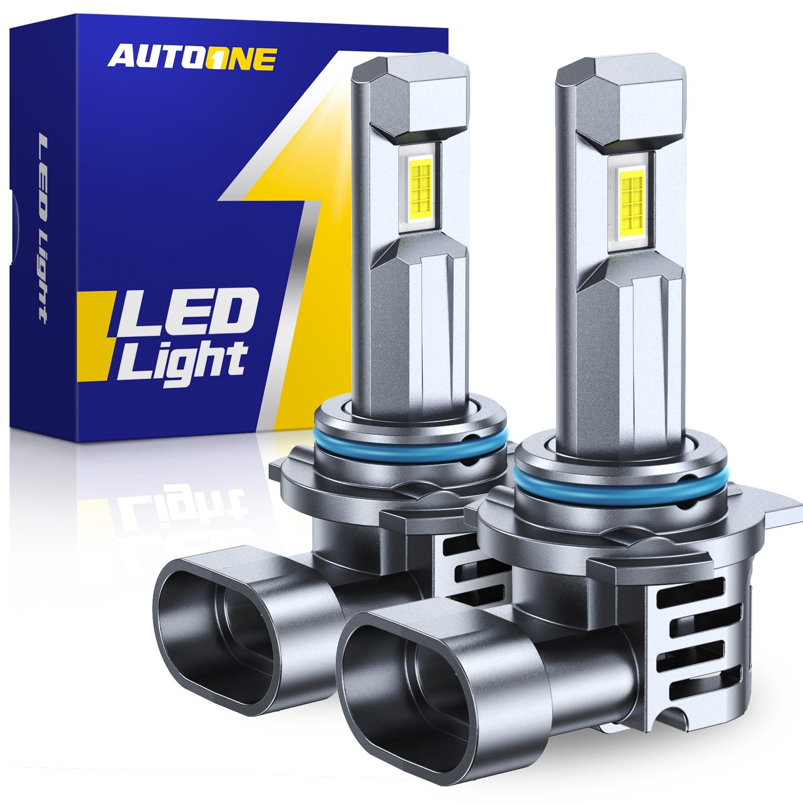 AUTOONE HIR2 9012 LED Headlight Bulbs Set 6500K White Light Lamps Built-in Fan