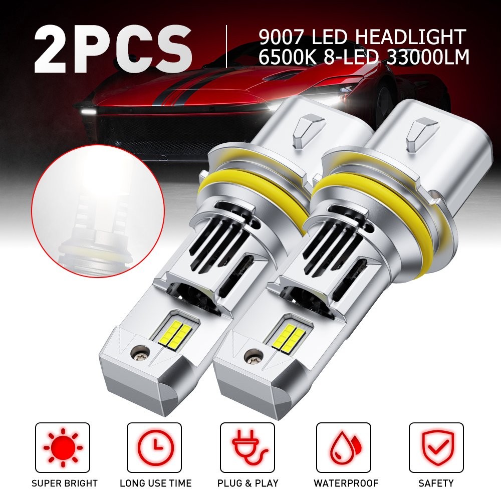 AUXITO 6500K White 9007 LED HB5 Headlight Super Bright High Beam Low 33000LM 2PC