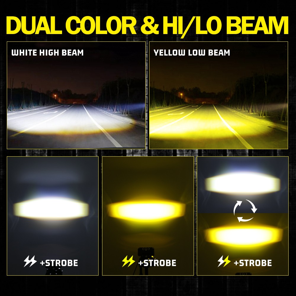2X 4″ 200W LED Work Light Bar White/Yellow Fog Pods Driving OffRoad SUV UTV 4WD