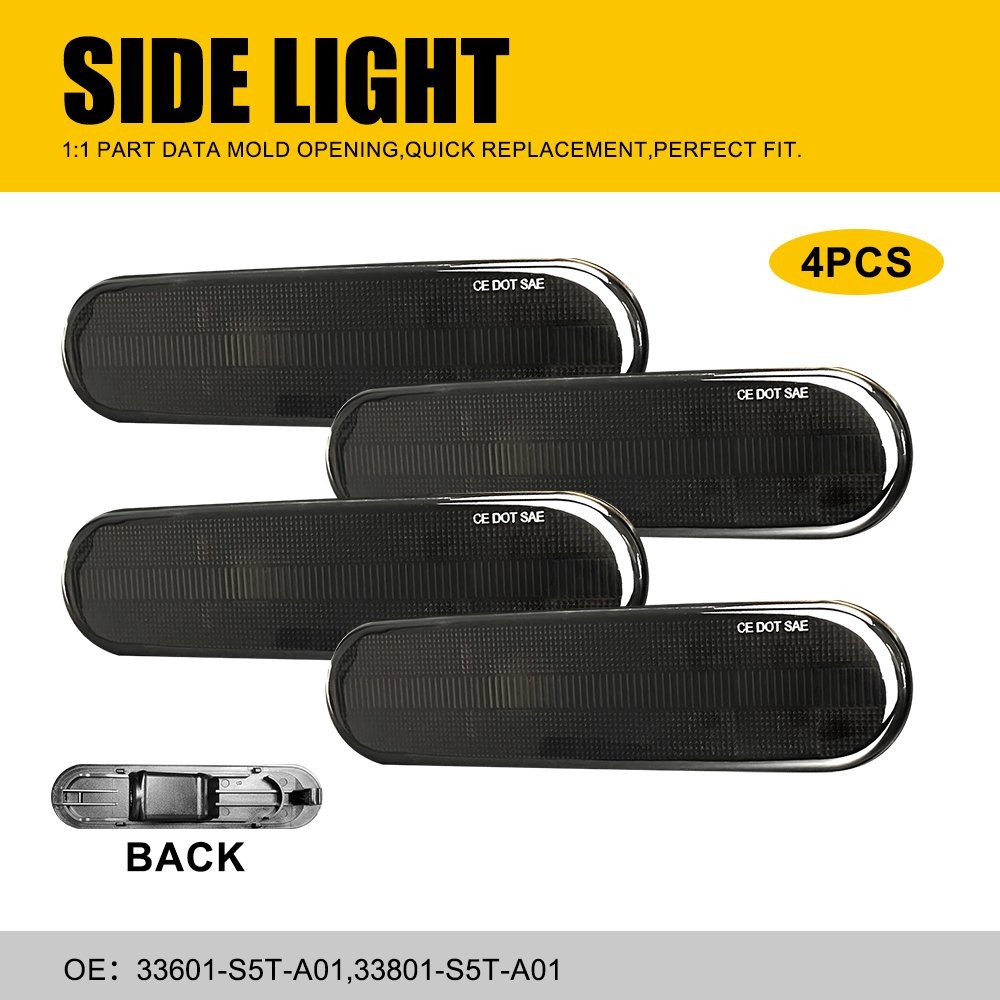 4pc Front Rear Side Marker Lights Smoked For 2002-2005 Honda Civic Si EP6 6 Door