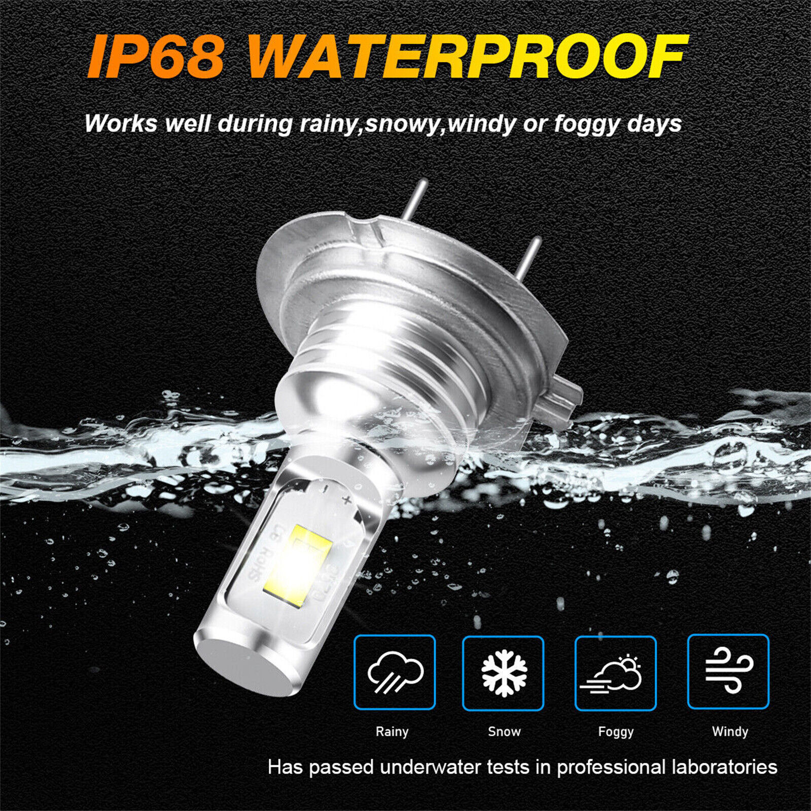 10000K 4Pcs H7 LED Headlight Combo Bulbs Kit High + Low Beam Super White Bright