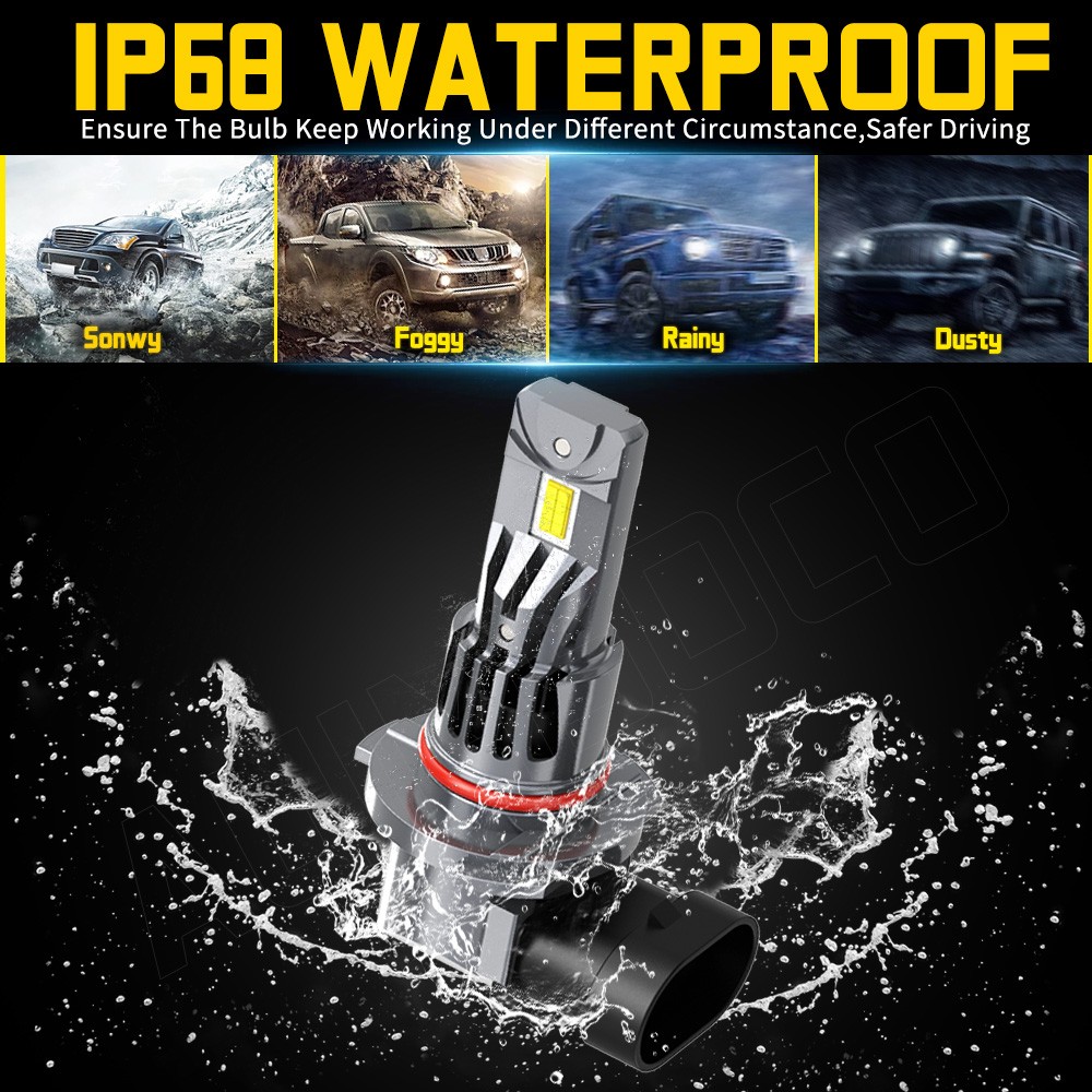 4x Super Bright White LED Headlight 9012 High Low Beam + 5202 Fog Light Bulbs