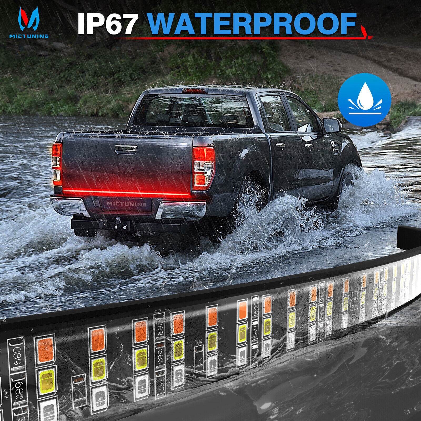 48″Inch Tailgate LED Light Bar Strip Brake Reverse Turn Signal Stop Tail Strip