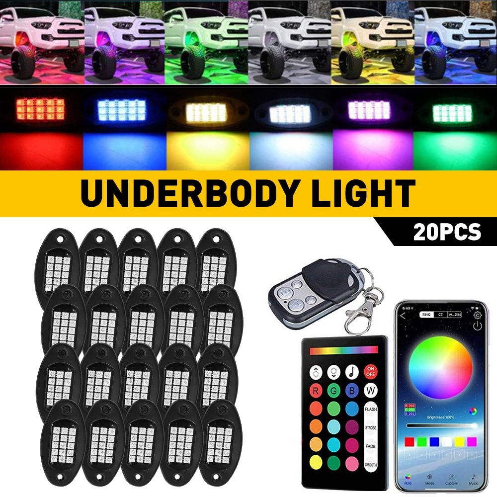 20x LED RGB Rock Light OffRoad License Plate Under Body courtesy Truck Bed Pods