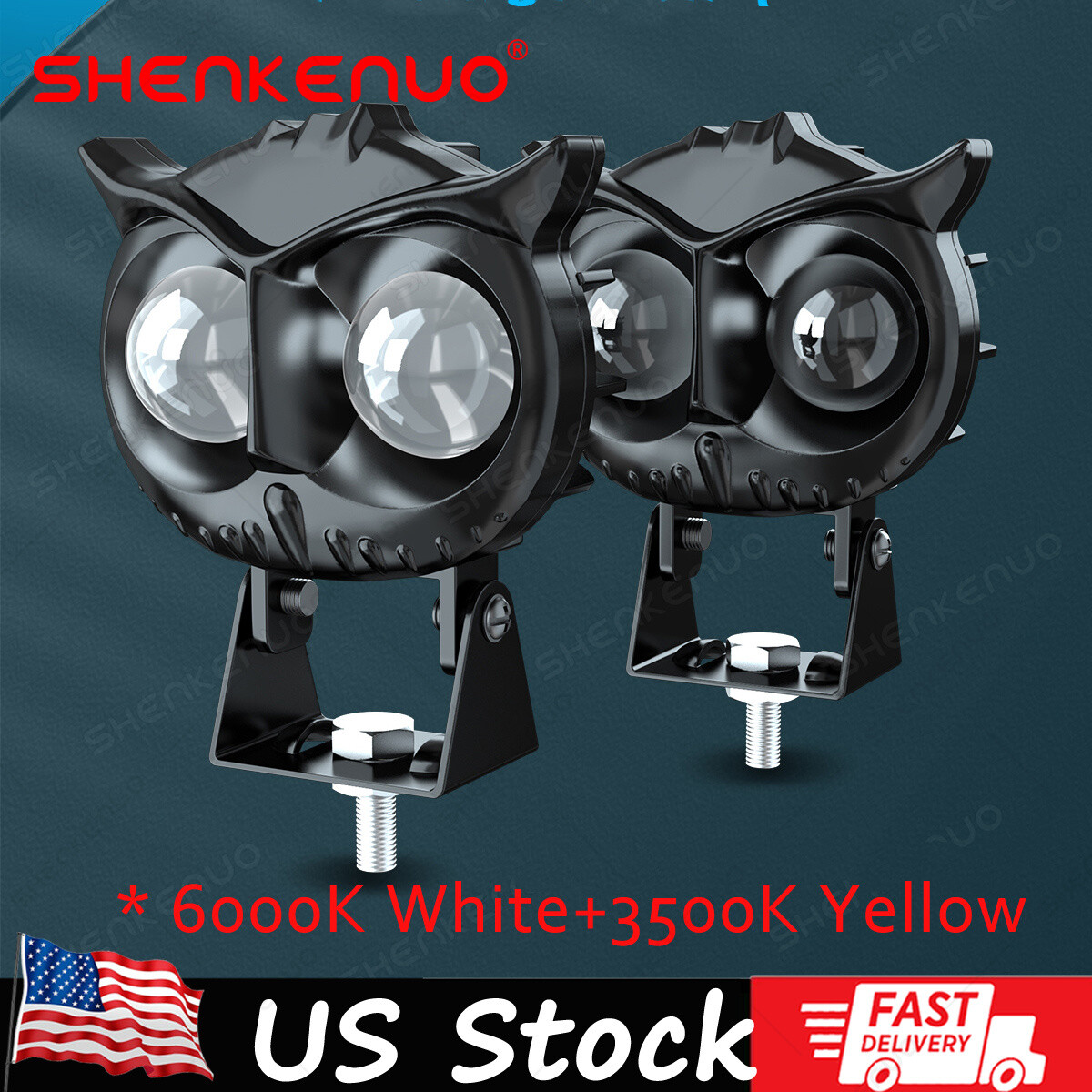 Owl LED Work Light Bar Fog Driving Spot Pods Off Road SUV ATV Truck Yellow White