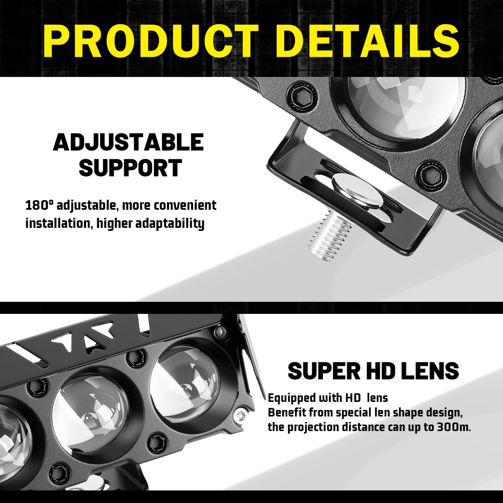 2X 4″ 200W LED Work Light Bar White/Yellow Fog Pods Driving OffRoad SUV UTV 4WD