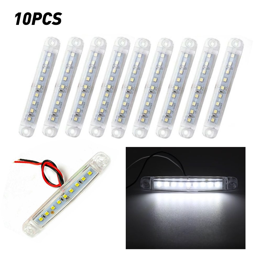 10Pcs 12V Marker Lights LED Car Truck Trailer Clearance Side Light White Lamps