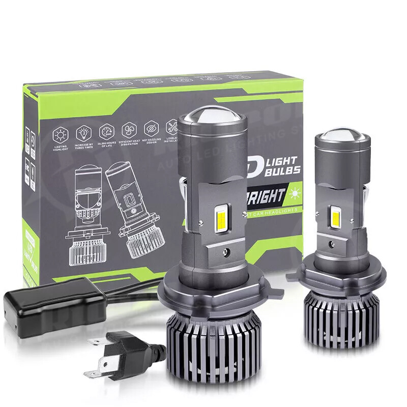 2X H4 9003 Bi-LED Mini Projector Lens Headlight Bulbs Hi/Lo 20000LM Retrofit LHD
