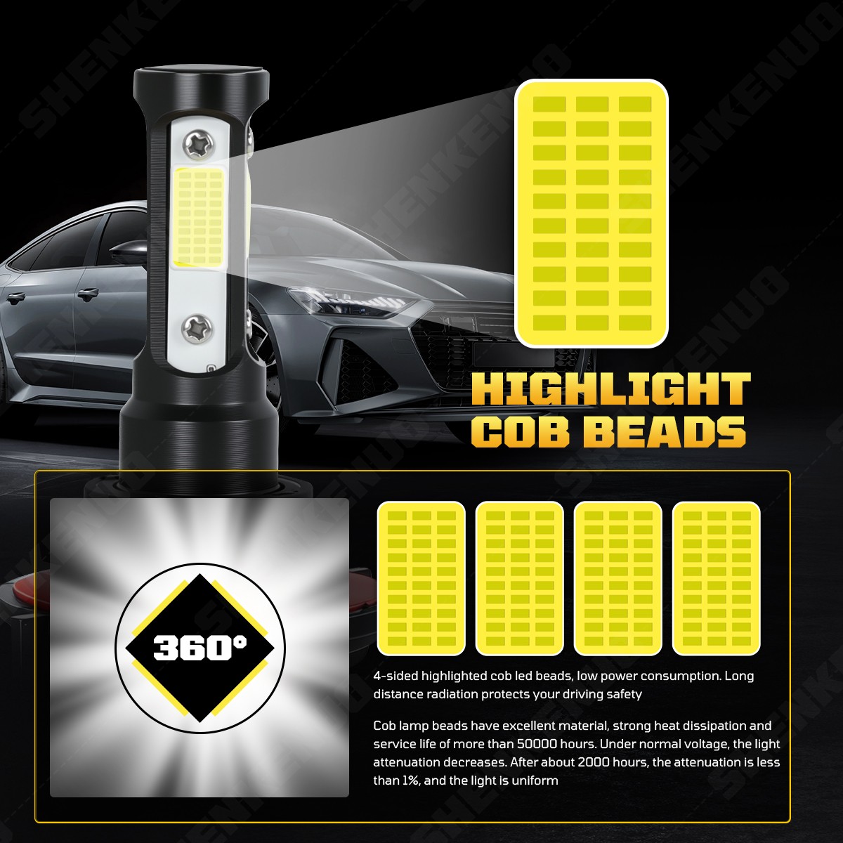 For Ford Expedition 2007-2014 10000K LED Headlight Hi-Lo Beam & Fog Lamp Bulbs