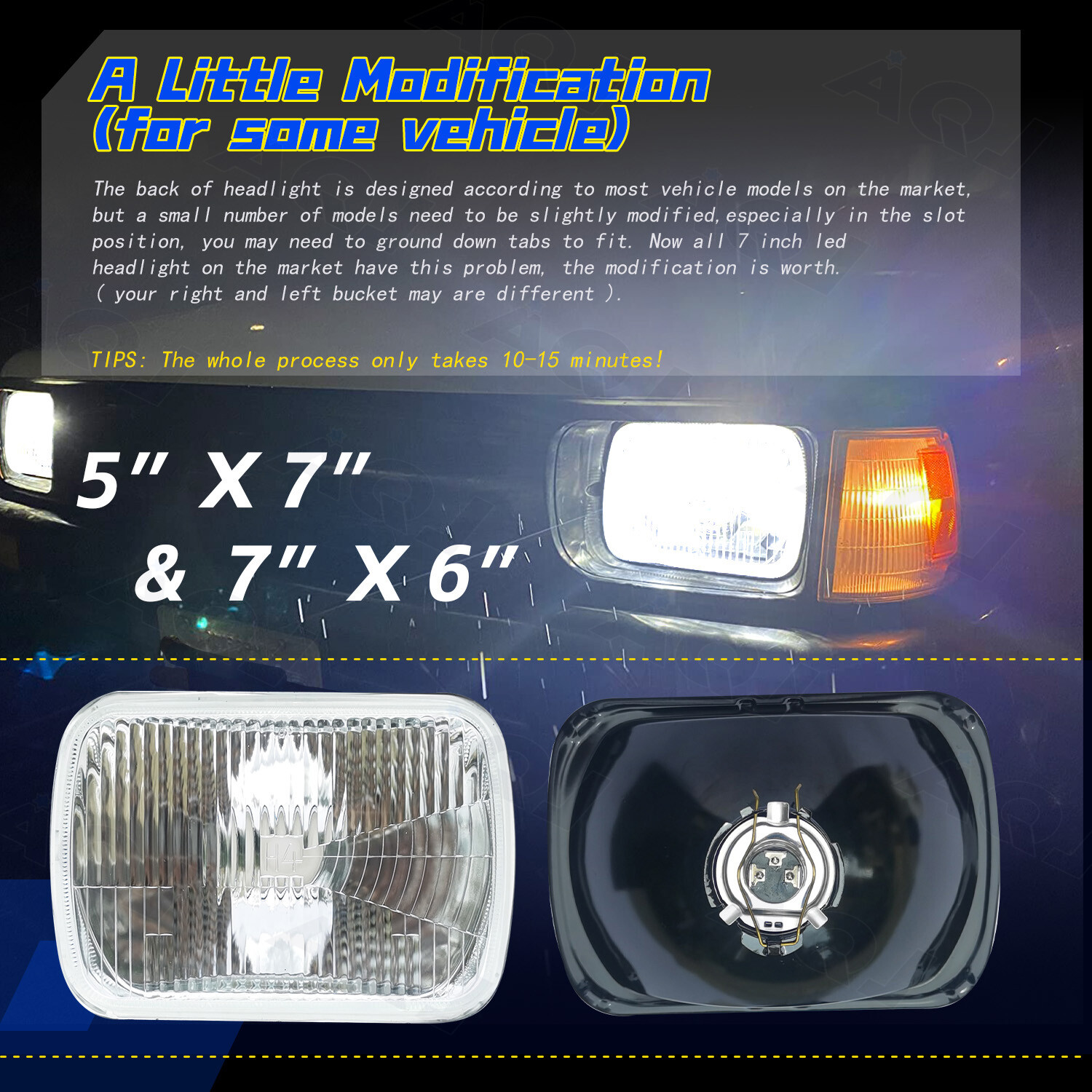 DOT 2x 100W 5×7″ 7×6″ LED Headlights Hi/Low Fit for Ford F-650 F-750 2000-2015