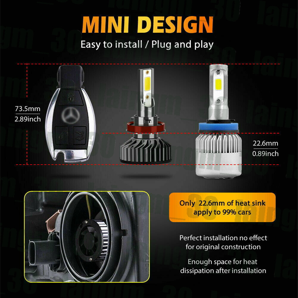 F2 mini H11 9005 LED Headlight+5202 Fog Light for GMC Sierra 1500 6000K 07-2013