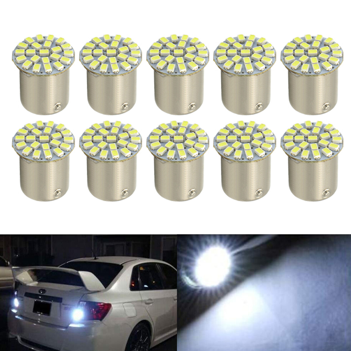 10Pcs LED Car Bulb 1156 BA15S 1206 22SMD Light Brake/Turn/Tail/Revese Lamp