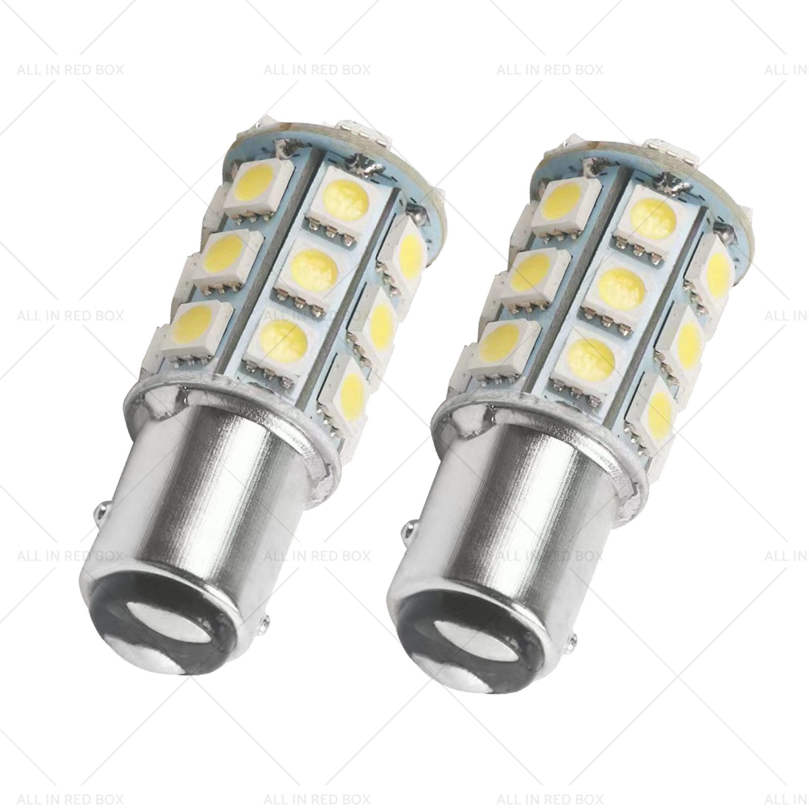 2x 12V BA15D LED White 27 SMD 5050 Suitable for Caravan Car Auto Indicator