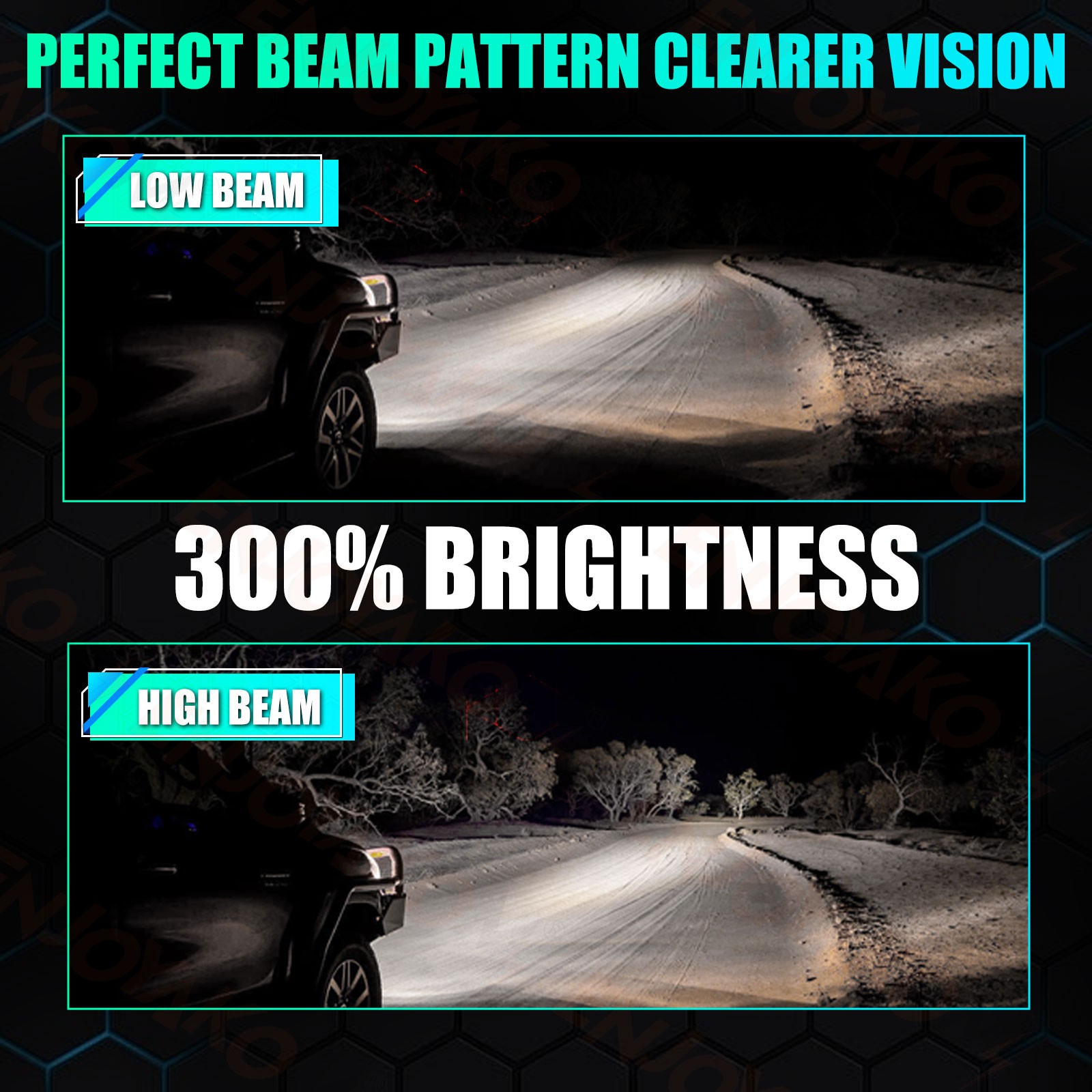 9005 H11 LED Headlight KIT Combo Bulbs 10000K High&Low Beam Super Bright White