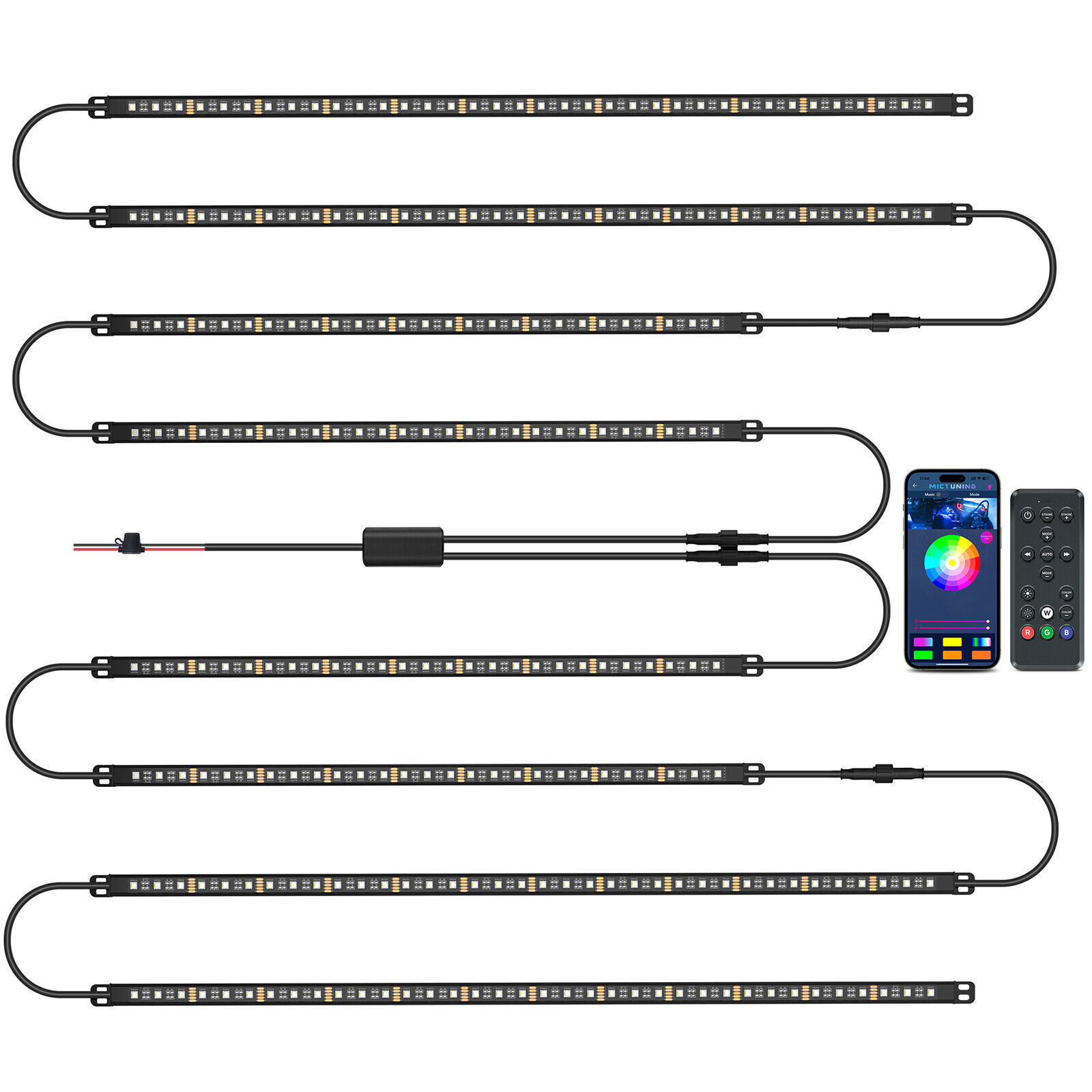8pcs N8 Car Underglow Light Strips RGBW LED,Underbody Multicolor Light Bars
