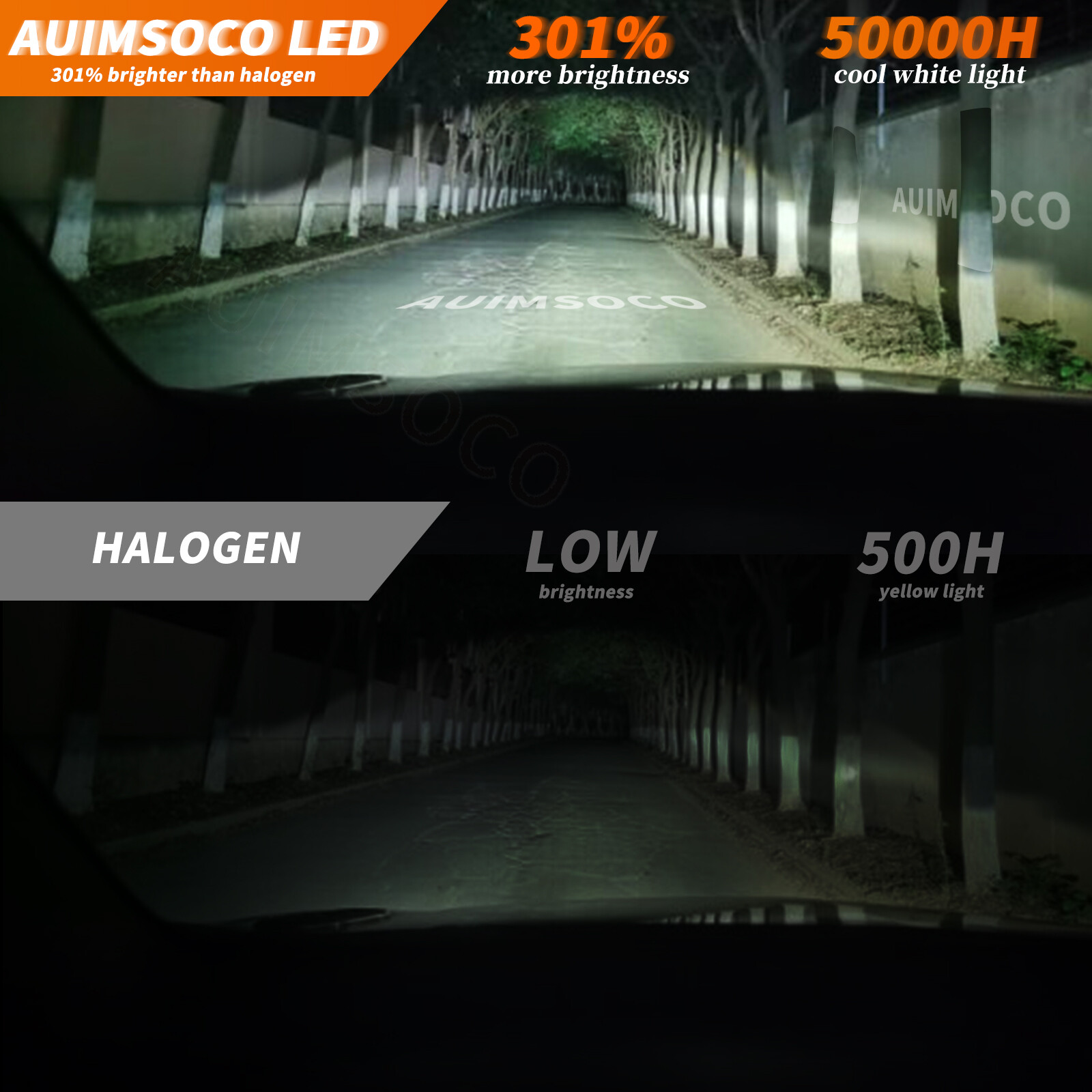 H11 LED Headlight Bulb Low Beam Fanless Super Bright Pure White 2pcs Combo 6000K