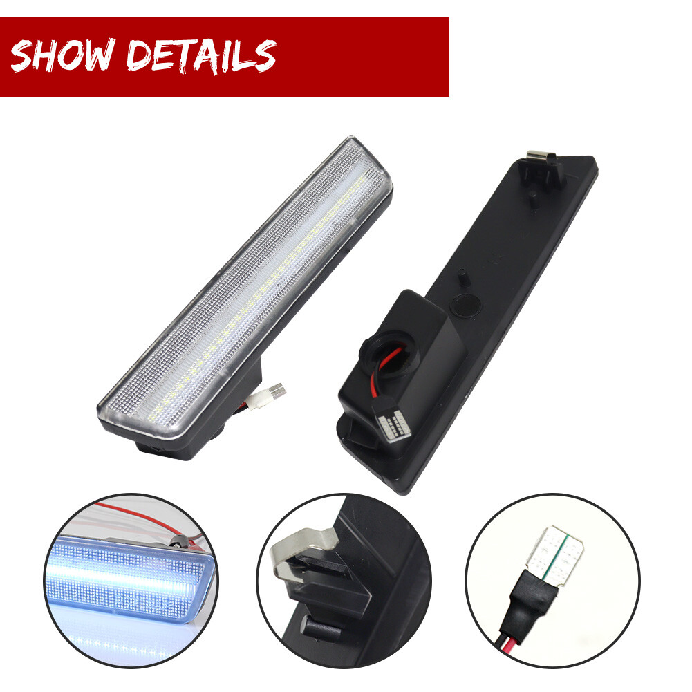 For 08-14 Dodge Challenger Clear Lens Ice Blue Full LED Rear Side Marker Lights