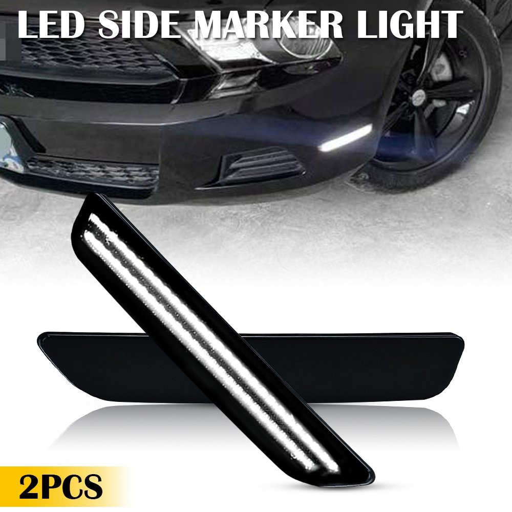 Front Left Right White LED Side Marker Lights For 2010 2011 2012-14 Ford Mustang