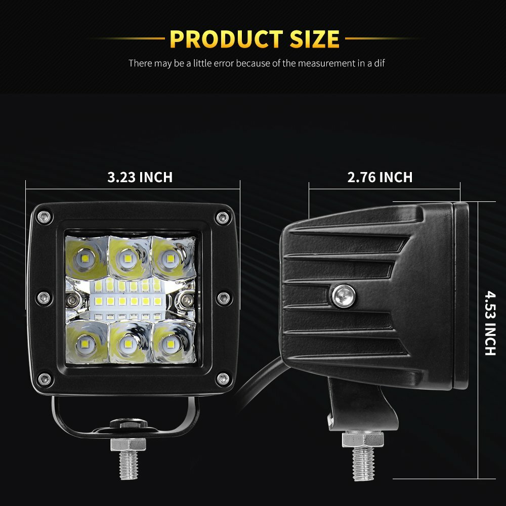2Pcs 3″Inch LED Work Light Cube Pods Spot Flood OffRoad Lights Truck Driving FOG