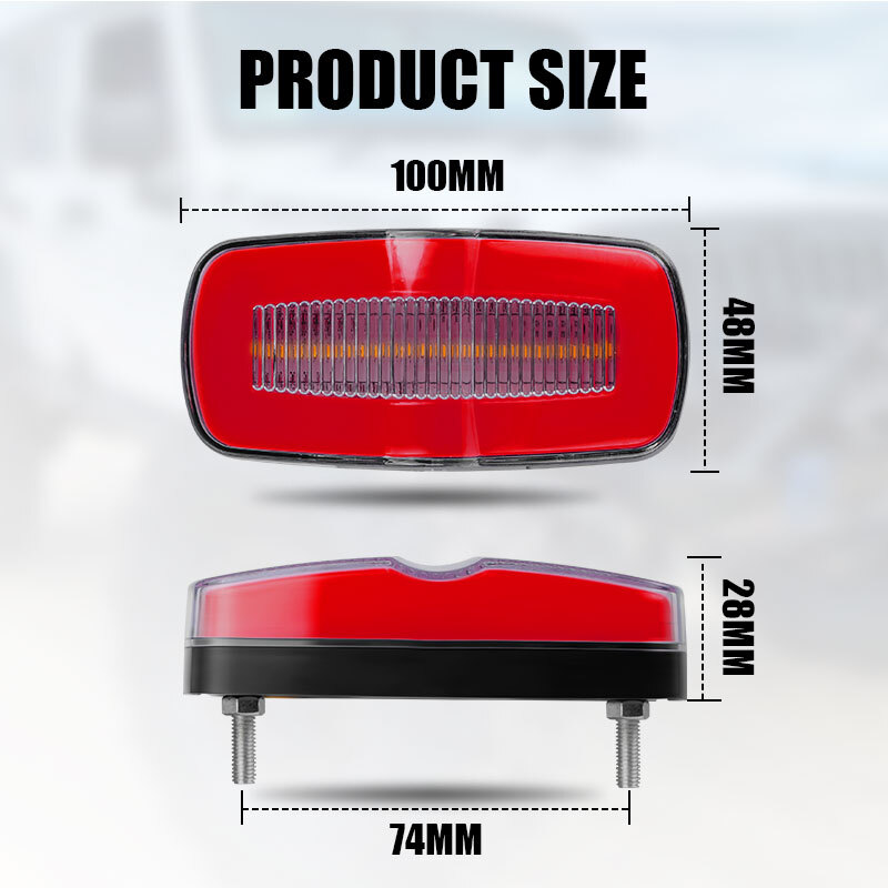 4PC 4″ Red Amber Flowing LED Side Marker Light Tail Turn Signal Clearance Truck