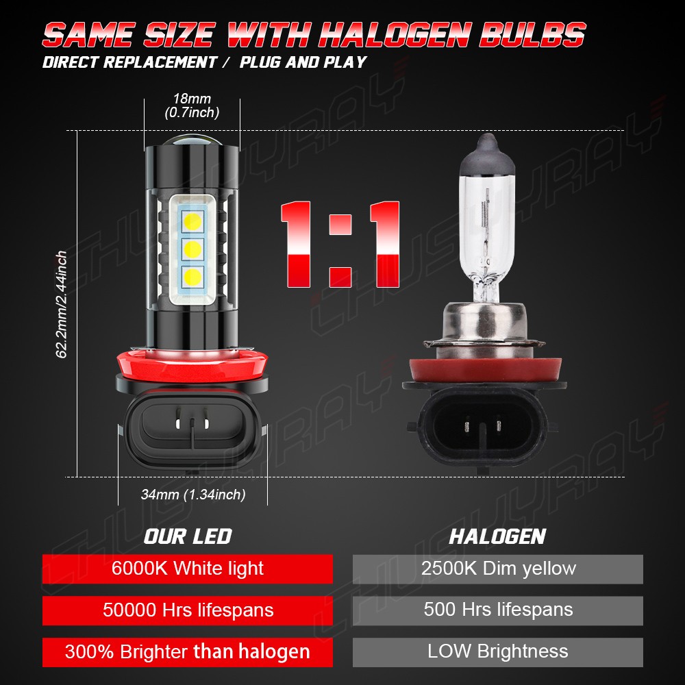 NEW LED Headlight Combo H7+H7+H11 High Low Beam+Fog Light 6PCS Bulbs Kit 5000lm