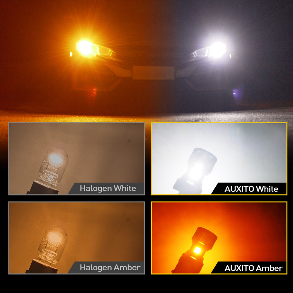 2 Pack CANBUS 7443 7444NA Switchback LED Bulbs Ambe/White with Built-in Resistor