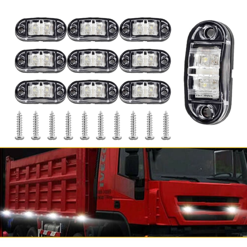 10x Pure White LED Light Thin Clearance Side Marker Light Lamp 2.5″ Bright EAH