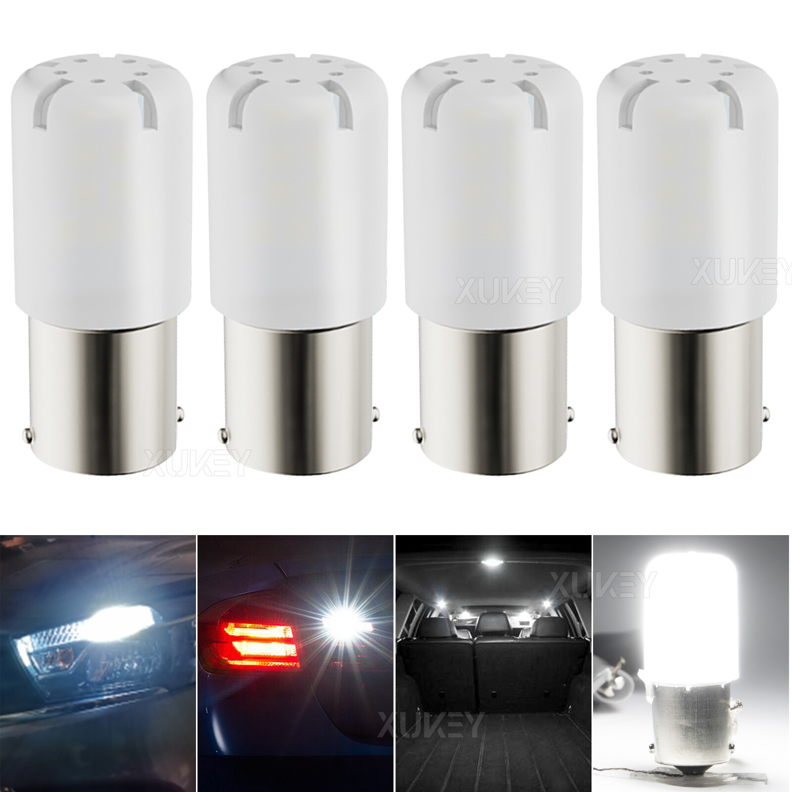 4x 1157 BAY15D 3030-SMD LED Tail Stop Brake Light Bulbs Super Bright 6000K White