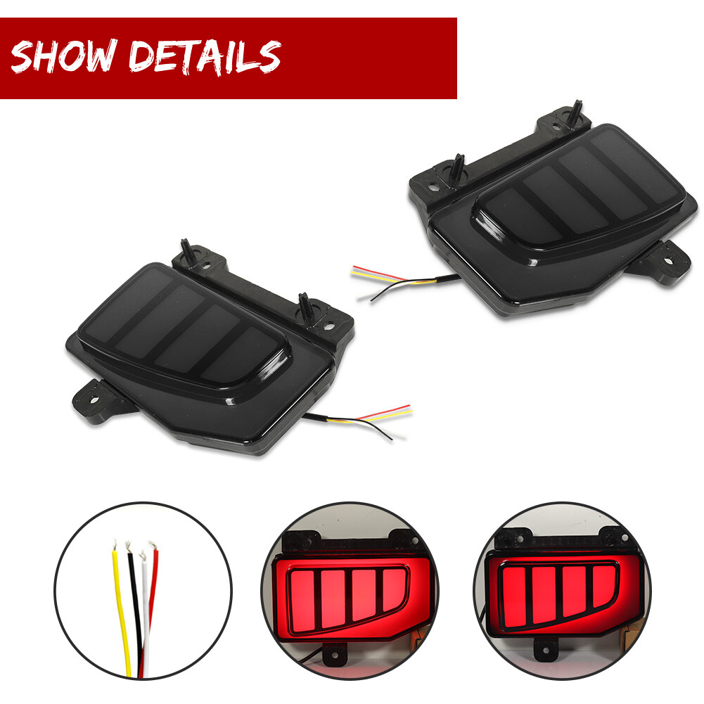 Smoked Bumper Reflector LED Tail/Brake Sequential Signal For Jeep Gladiator JT