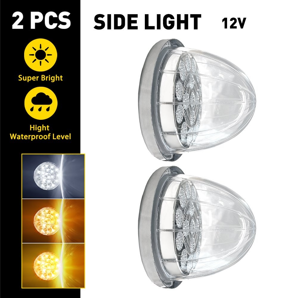 2pcs LED Watermelon Lights Indicator Turn Signal Side Marker Lamp Amber White EH