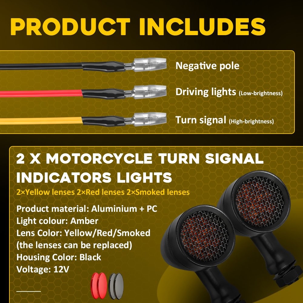 Amber LED Turn Signal Blinker Indicator Lights For Honda Motorcycle bikes 4-12X