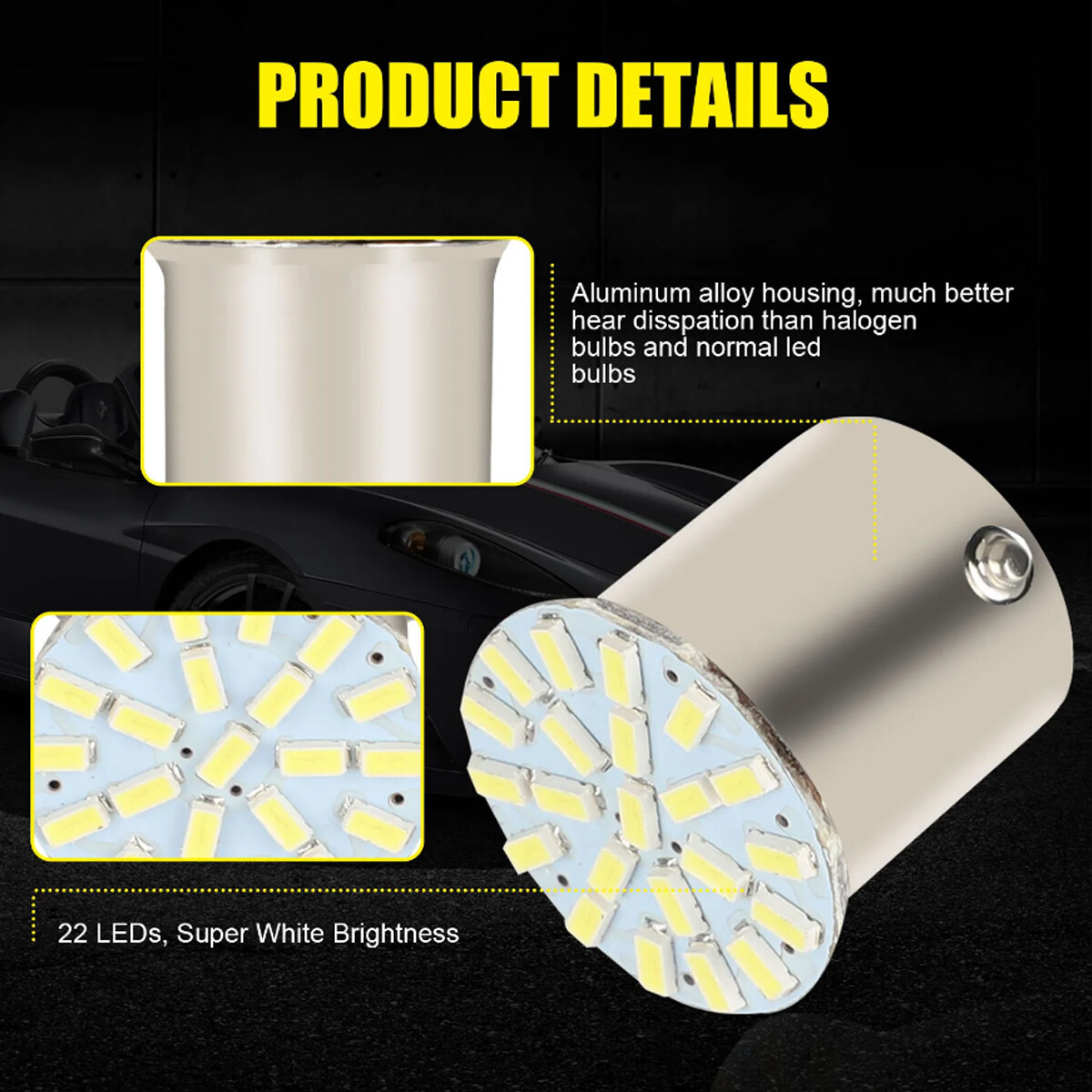 10Pcs 1157 BA15D Car LED Bulb 1206 22SMD Light Brake/Turn/Tail/Revese Lamp White
