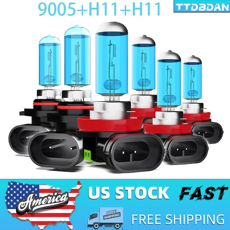 6PCS 9005 H11 H11 High Low Fog Beam Halogen Headlight Bulbs Combo Warm White