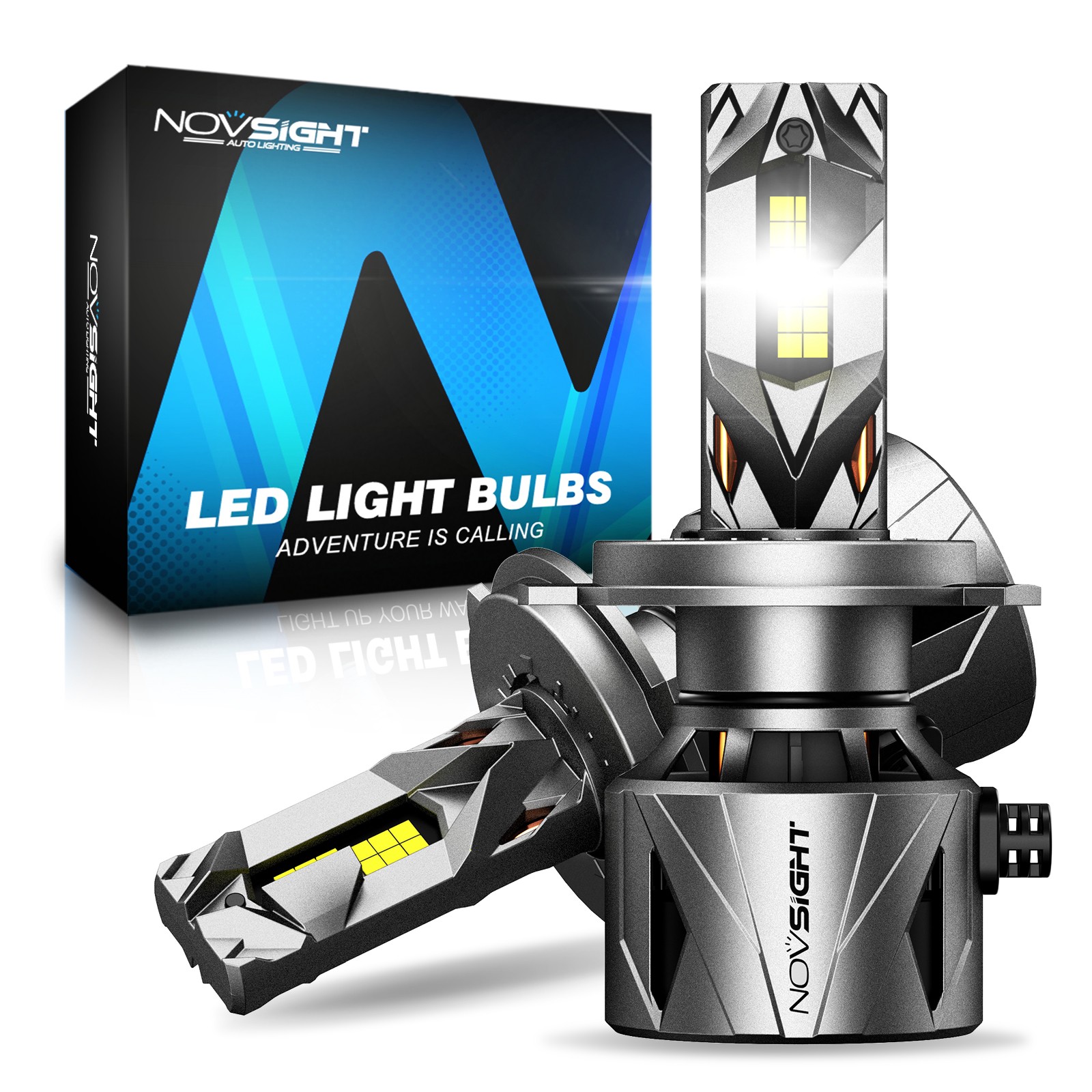 2PCS 9003 H4 LED Headlight Bulbs Kit High-Low Beam 60000LM 6500K White NOVSIGHT