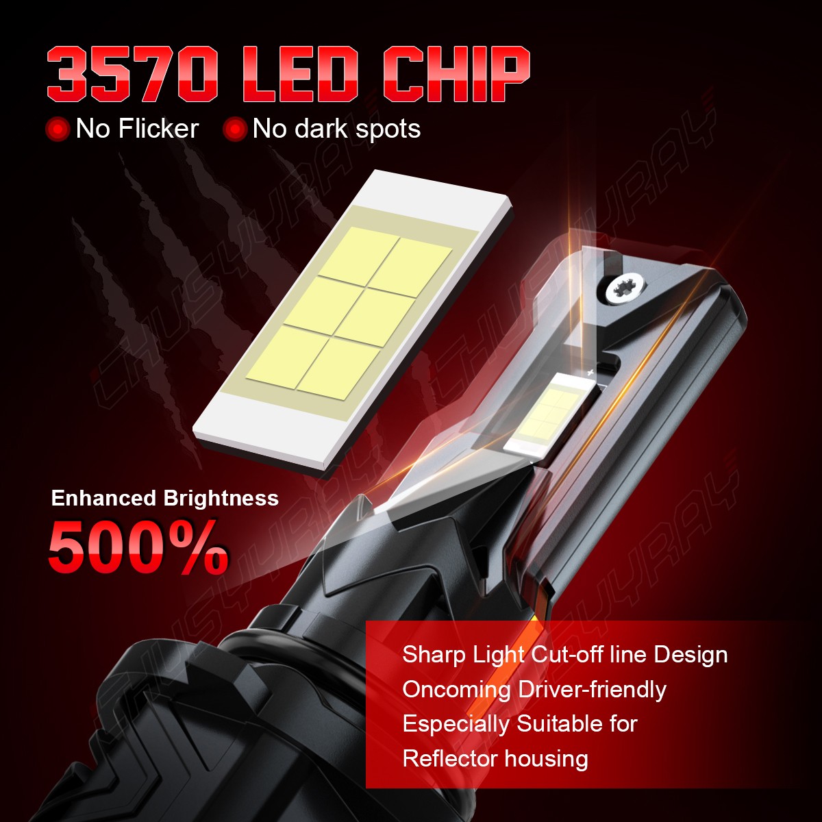 9005+9006 LED Combo LED Headlight Kit 5000LM Light Bulbs Hi/Low Beam 6000K